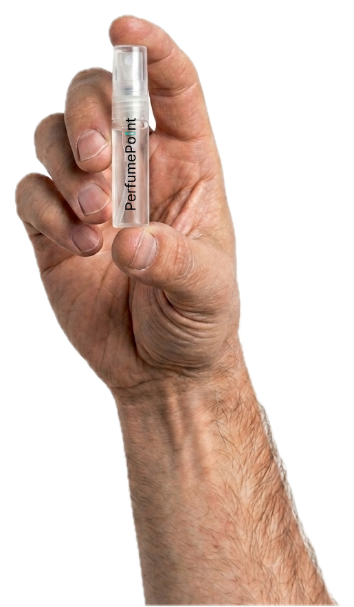 Hand met PerfumePoint 2ml parfumflesje